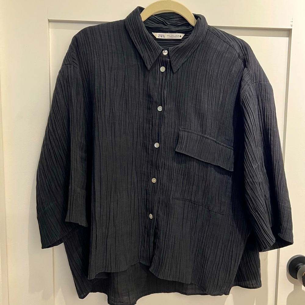 Zara Oversized Crinkle Blouse